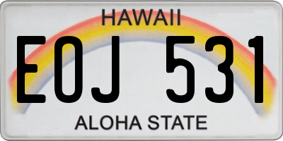 HI license plate EOJ531