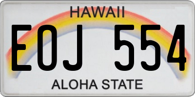 HI license plate EOJ554