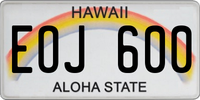 HI license plate EOJ600