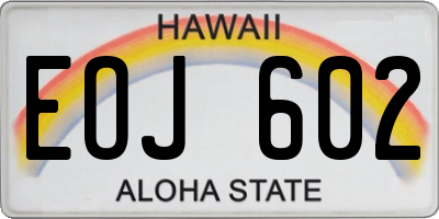 HI license plate EOJ602