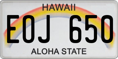 HI license plate EOJ650