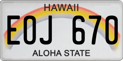 HI license plate EOJ670