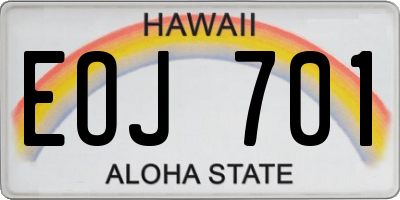 HI license plate EOJ701