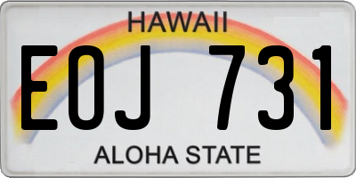 HI license plate EOJ731