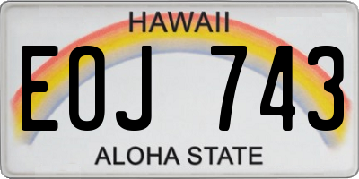 HI license plate EOJ743