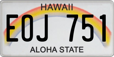 HI license plate EOJ751