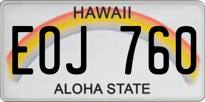 HI license plate EOJ760