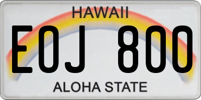 HI license plate EOJ800