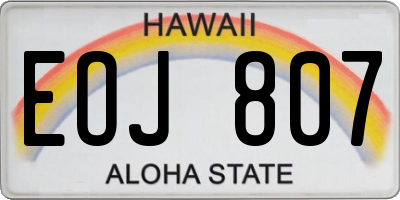HI license plate EOJ807