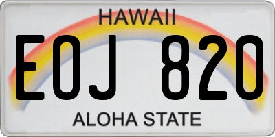 HI license plate EOJ820