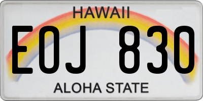 HI license plate EOJ830