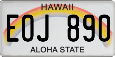 HI license plate EOJ890