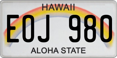 HI license plate EOJ980