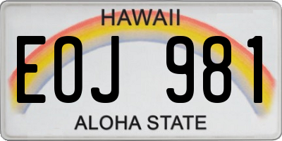 HI license plate EOJ981