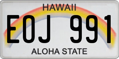HI license plate EOJ991