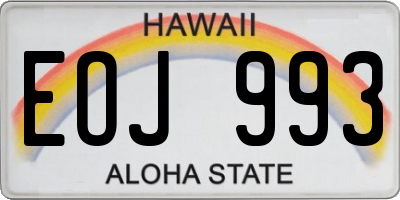 HI license plate EOJ993