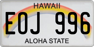 HI license plate EOJ996