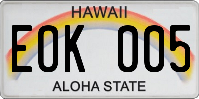 HI license plate EOK005