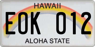 HI license plate EOK012