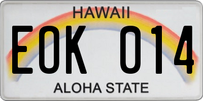 HI license plate EOK014