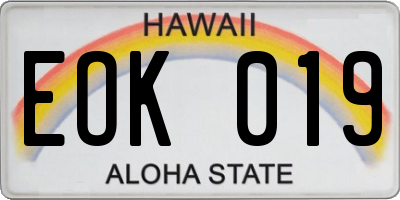 HI license plate EOK019