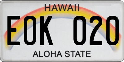 HI license plate EOK020