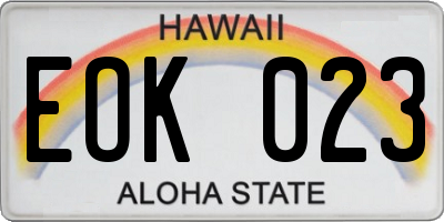 HI license plate EOK023