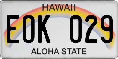 HI license plate EOK029