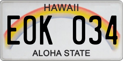 HI license plate EOK034