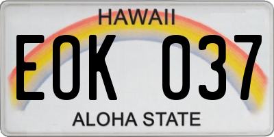 HI license plate EOK037