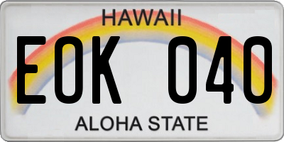 HI license plate EOK040