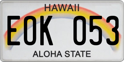 HI license plate EOK053