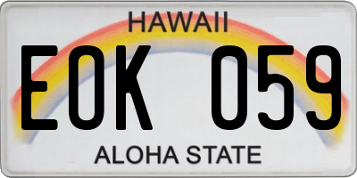 HI license plate EOK059
