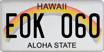 HI license plate EOK060