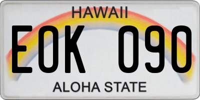 HI license plate EOK090