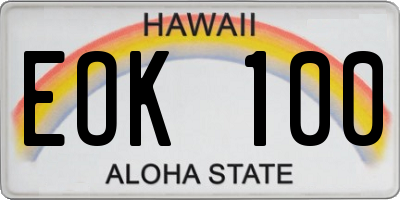 HI license plate EOK100