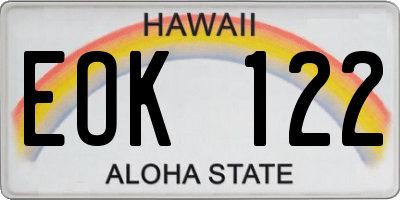 HI license plate EOK122