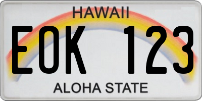 HI license plate EOK123