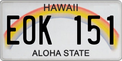 HI license plate EOK151