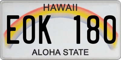 HI license plate EOK180
