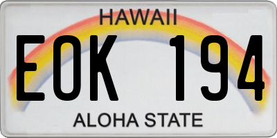 HI license plate EOK194