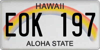HI license plate EOK197