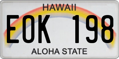 HI license plate EOK198