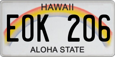 HI license plate EOK206