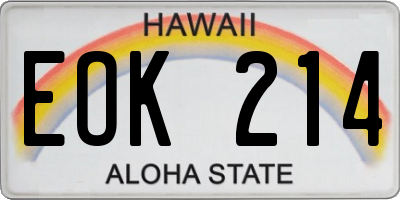 HI license plate EOK214