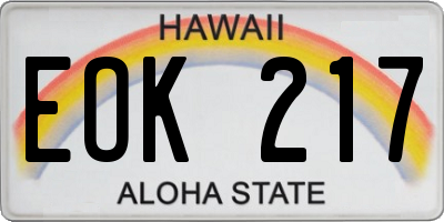HI license plate EOK217