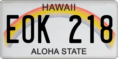 HI license plate EOK218