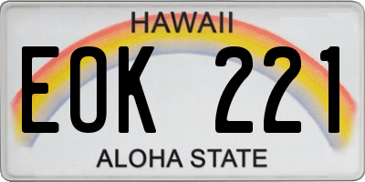 HI license plate EOK221