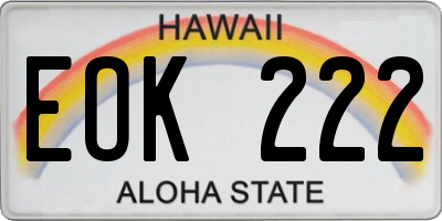 HI license plate EOK222