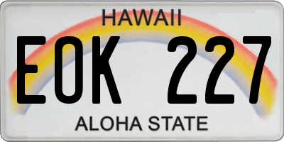 HI license plate EOK227